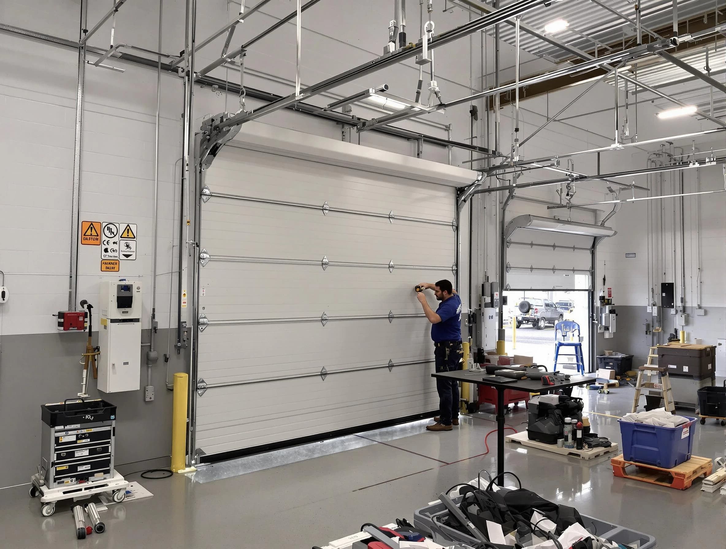 Commercial garage door repair being performed by El Mirage Garage Door Repair expert in El Mirage